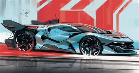 Concept car design sketch, futuristic supercar, Industrial design digital sketches, concept car ...