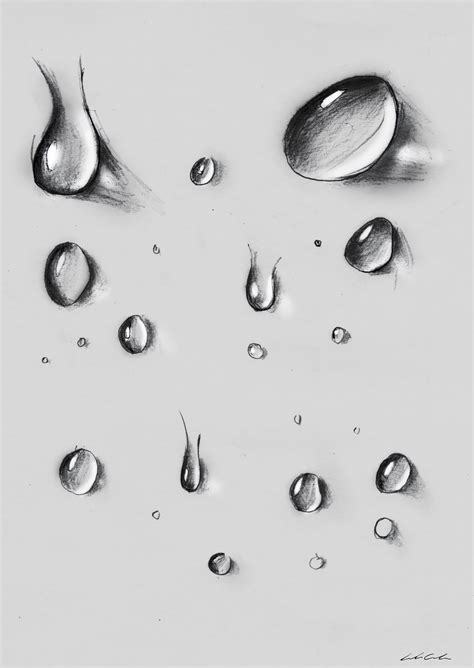 A different kind of drops, on grey paper, made by black pencil #art #grey #water #pencil #drop # ...