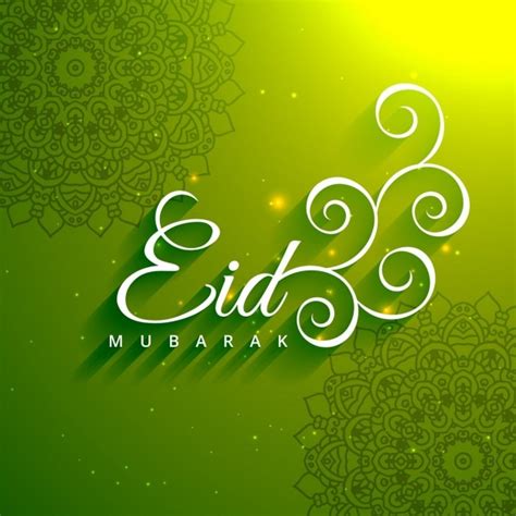 Eid mubarak creative text in green background Vector | Free Download