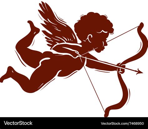 Silhouette of a cupid shooting arrow Royalty Free Vector