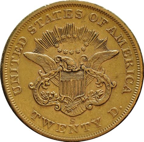 1857 $20 Double Eagle Liberty Head Gold Coin, San Francisco - £2,226