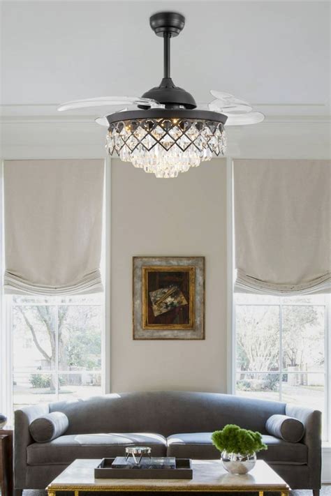 2022 Trending Black Crystal Chandelier Ceiling Fan with Lights ...