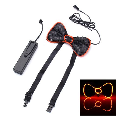 Battery powered led light up el mens bow tie necktie for halloween wedding party dc3v Sale ...