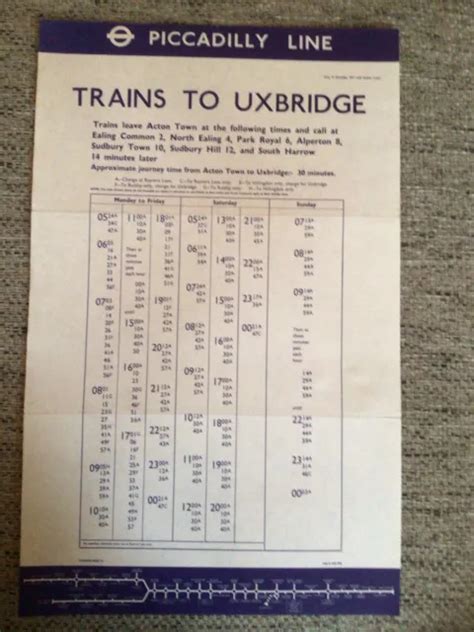 LONDON UNDERGROUND PICCADILLY Line - Trains To Uxbridge 1977 Timetable £2.99 - PicClick UK