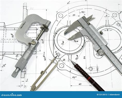 Engineering Tools On Technical Drawing Stock Photography | CartoonDealer.com #31287566