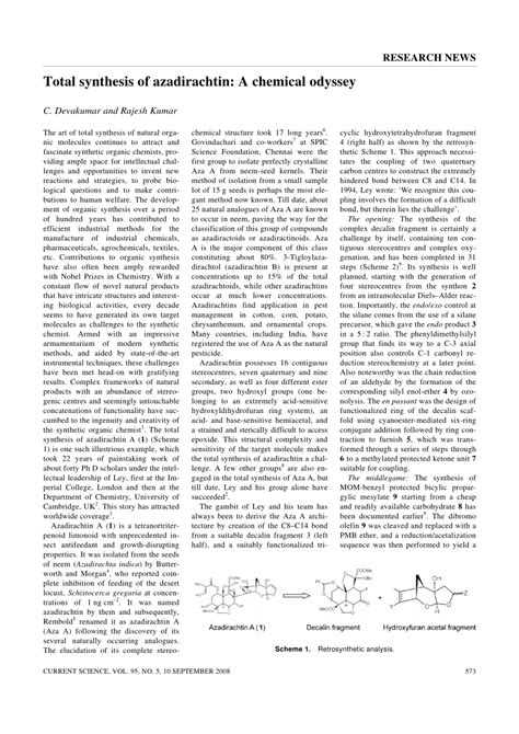 (PDF) Total synthesis of azadirachtin: A chemical odyssey