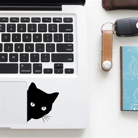 Funny Curious Black Cat Decal Laptop Trackpad Sticker for Macbook Pro Air Retina 11 12 13 15 ...