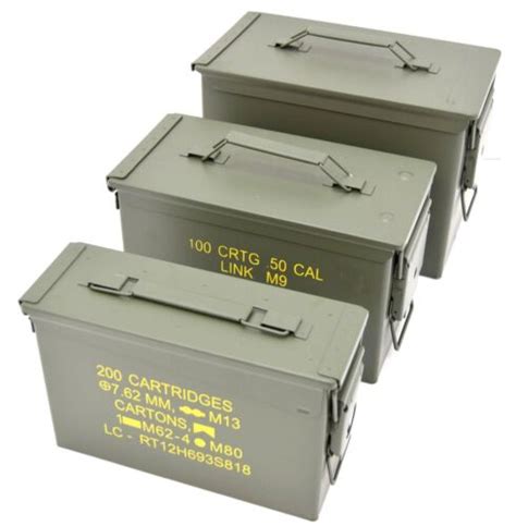 NATO 50Cal Ammo Box Army Storage Ammunition Surplus Issue Tin Tool Metal 3 Sizes | eBay