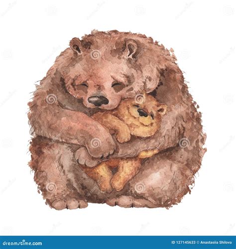 Mama Bear and Baby Bear. Watercolor Illustration Stock Illustration ...