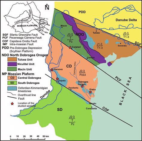 Geological sketch map showing the position of Dobrogea territory within... | Download Scientific ...