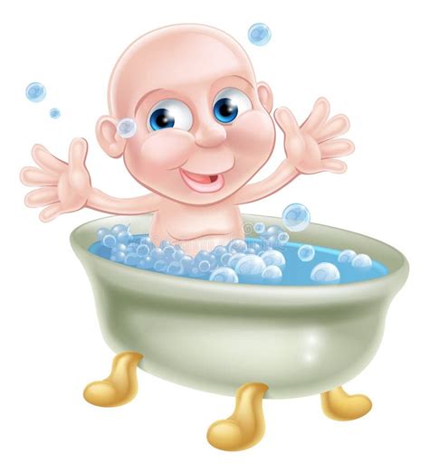 Happy cartoon baby in bath stock vector. Image of cartoons - 47422629