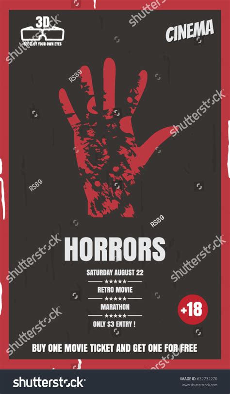 Bloody Handprint Vector Illustration Poster Movie Stock Vector (Royalty ...