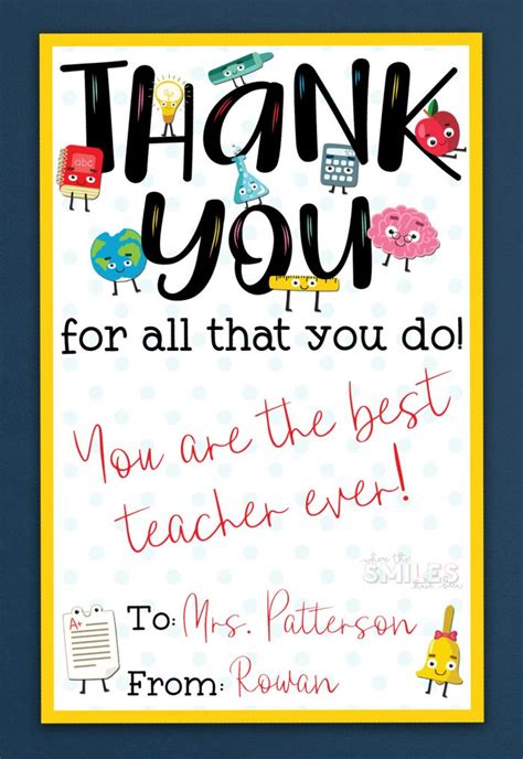 Teacher Appreciation Thank You Printables