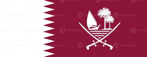 National flag and coat of arms of Qatar. Qatar flag with original color ...