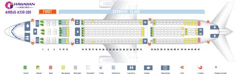 Seat map Airbus A330-200 Hawaiian Airlines. Best seats in the plane