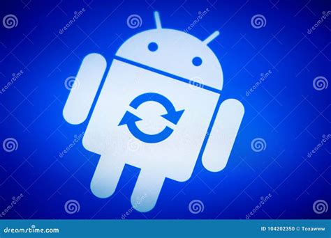 Android Robot Logo Icon on the Smart Phone Screen during Update Installation Editorial Image ...