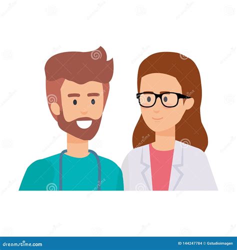 Couple of Professionals Doctor and Surgeon Characters Stock Vector - Illustration of character ...