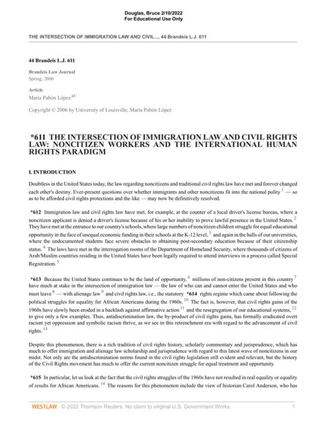 (PDF) The Intersection of Immigration Law and Civil Rights Law: Non ...