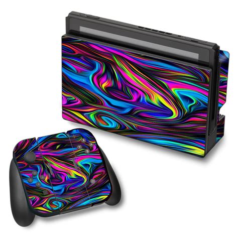 Skins Decals For Nintendo Switch Vinyl Wrap / Neon Color Swirl Glass ...