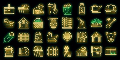 Village icons set vector neon 8992009 Vector Art at Vecteezy