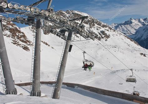 Props ski lifts. The resort of Solden. Austria — Stock Photo ...