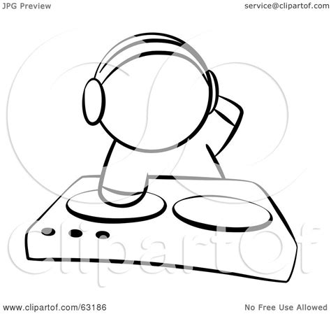 Royalty-Free (RF) Clipart Illustration of a Black And White Human Factor Dj Mixing Music by Leo ...