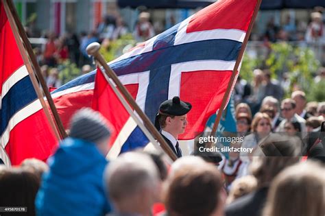 Norwegian Constitution Day Celebration Parade In Bergen High-Res Stock ...