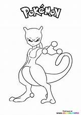 Mewtwo  Pokemon Coloring Pages For Kids sketch template