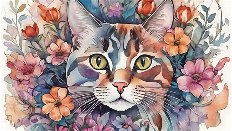 Art Deco Cat Flowers Free Stock Photo - Public Domain Pictures