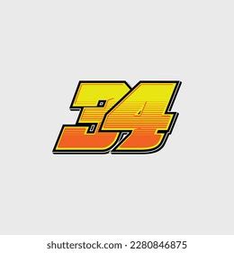 Number Vector Sports Racing Number 34 Stock Vector (Royalty Free ...