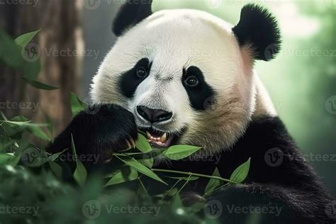 Panda eating bamboo on a tree branch.Generative Ai. 29553340 Stock ...