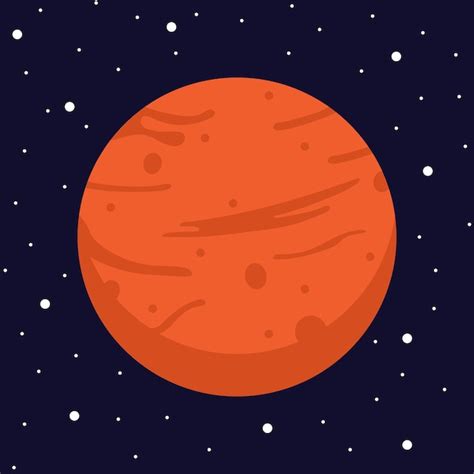 Premium Vector | Red planet mars in dark space vector cartoon illustration of the planet mars