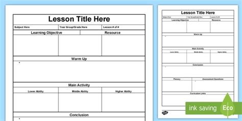 Lesson Plan Formatted Template (Teacher-Made)