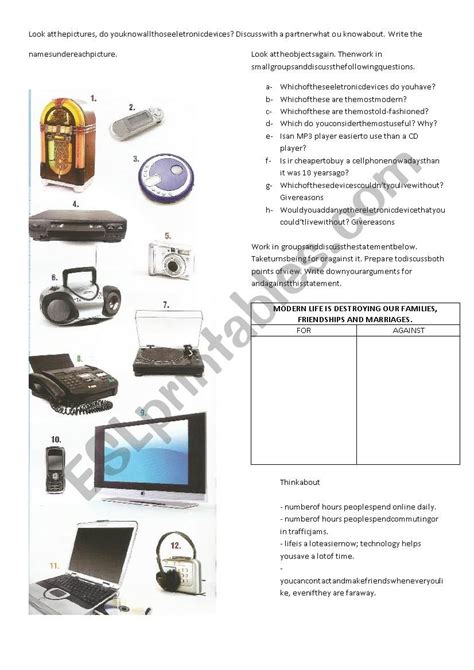 Electronic devices - ESL worksheet by julianasnovais