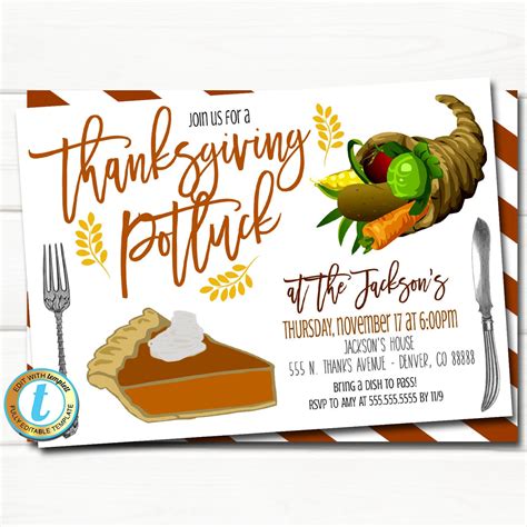 Thanksgiving Potluck Invitation | TidyLady Printables