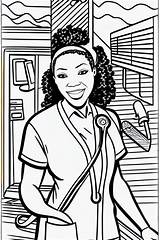 African American Nurse Realistic Outline Style Coloring Pages  sketch template