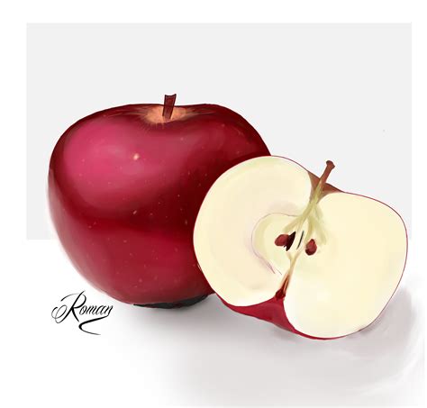 dibujo realista manzana | Manzanas dibujo, Manzana, Alimentos dibujos