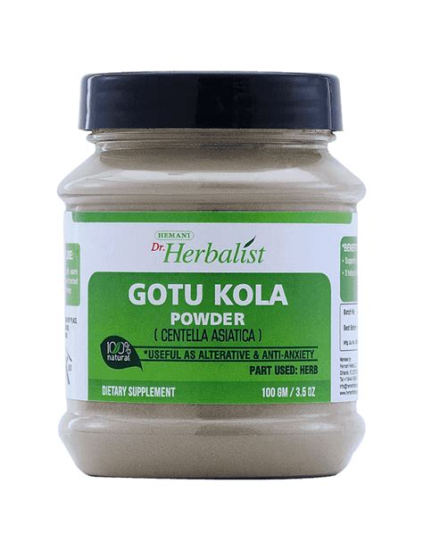 WB Stores. Dr. Herbalist Gotu Kola Powder 100 Gm