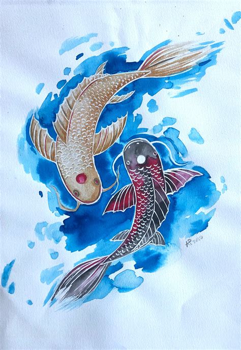 Koi Fish Art. Ink Illustration. Koi Fish Drawing. Japanese Koi. Sea Life Art. Wall Art. Oriental ...