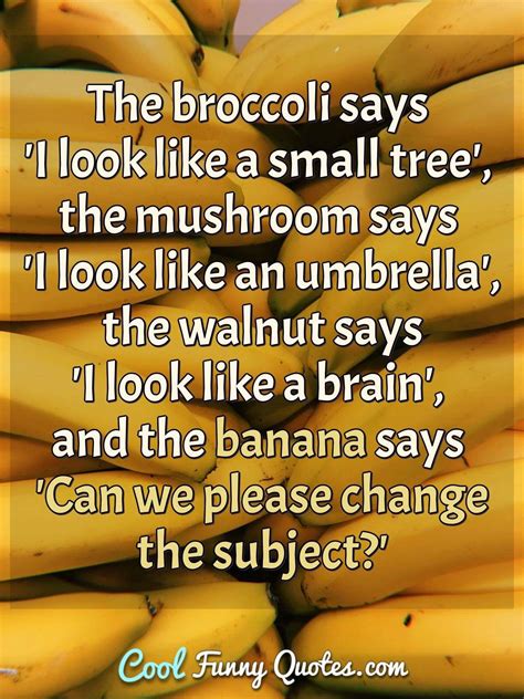 The broccoli says 'I look like a small tree', the mushroom says 'I look like an...