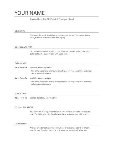 Formats of Resume | Examples and Sample Resume Formats for Freshers