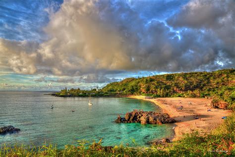 Waimea Bay Sunset Oahu Hawaii Seascape Art Photograph by Reid Callaway