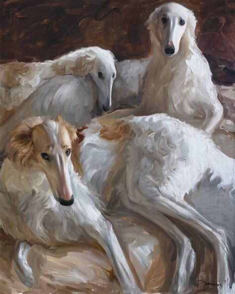 Borzois Painting | Dog paintings, Borzoi art, Dog art