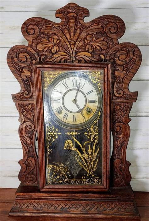 Antique Mantle Clock Pine Wood Farmhouse Key Wind Chiming | Etsy | Antique mantle clock, Mantle ...