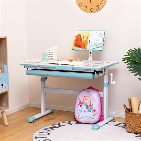 Height-Adjustable Kids Desk with Tilt Desktop and Book Stand - Costway