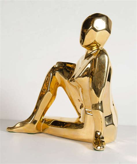 Mid-Century Modernist Ceramic Gold-Plated Crouching Woman Sculpture by Jaru at 1stDibs | jaru ...