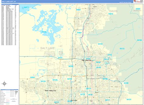 Salt Lake City Utah Zip Code Wall Map (Basic Style) by MarketMAPS ...