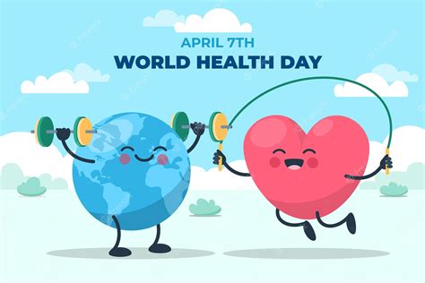 Premium Vector | World health day illustration with planet and heart doing exercise