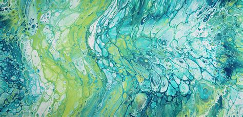 Blue, Green, Grey Acrylic Pour Painting by Jennylynn Fields - Fine Art America