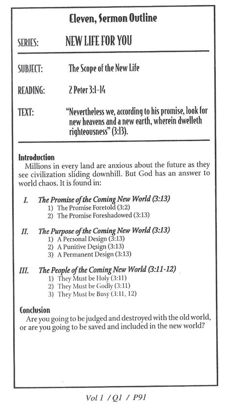 Sermon Outline: 2 Peter 3:1-14 — The Scope of The New Life